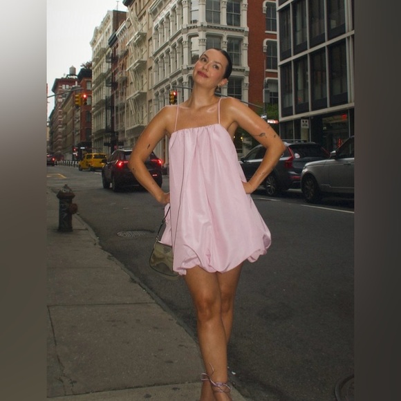 🩰Old Navy Satin Bubble Mini Dress Sleeveless Peach Pink Formal Party - Picture 10 of 16